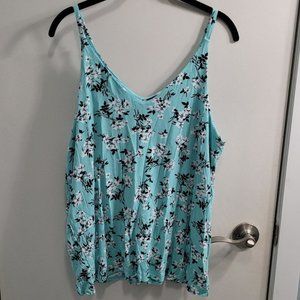 Large Ricki's Floral Teal Strappy V-neck Tank Top